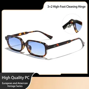 Occhiali da Sole Rettangolari Per Donna Uomo Montatura In PC Vintage Protezione UV400 Occhiali da Sole Quadrati Alla Moda Lenti Colorate Occhiali Per Guida Festa All'aperto