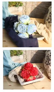 High-quality 5-head artificial peony bouquets in blue and red for elegant home decoration