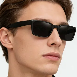 Stilvolle schwarze Herren-Sonnenbrille im Vintage-Look mit polarisierten Gläsern für Outdoor