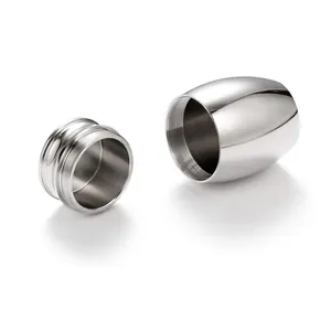 Detailed view of polished silver aluminum pet urn with secure screw-on lid mechanism.