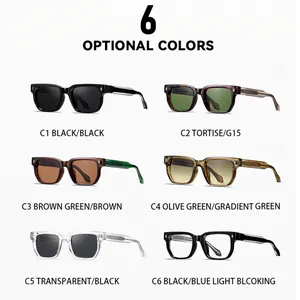 Gafas de sol cuadradas para hombre con remaches y protección UV en 6 colores opcionales
