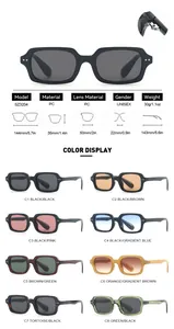 Especificaciones técnicas y variantes de color para gafas de sol retro cuadradas con filtro UV400