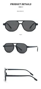 Classic black double-bridge aviator sunglasses with a retro large frame and dark lenses