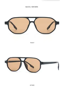 Vintage aviator sunglasses for women with brown sea lenses and double bridge detail