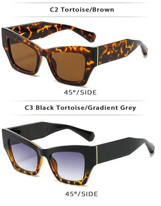 Vues détaillées de lunettes œil-de-chat en montures écaille et noir avec protection UV.