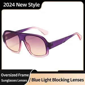 Gafas de Sol Cuadradas Extragrandes para Mujer Anti Luz Azul UV400 PC Material Moda Lentes Degradadas Montura Retro Accesorio Protección