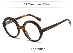 Vue latérale de haute qualité de lunettes rondes en écaille avec des verres clairs, C9.