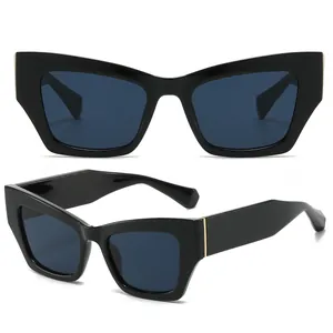 Lunettes de soleil œil de chat noires surdimensionnées pour femmes avec protection UV