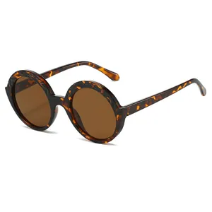 Lunettes de soleil rondes surdimensionnées écaille de tortue pour femmes avec protection UV