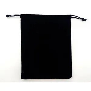 Bolsa de regalo de terciopelo negro premium con cordón para joyas de memoria