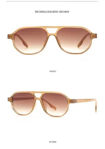 Oversized retro aviator sunglasses featuring gradient brown lenses and a double bridge frame