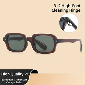 Gafas de Sol Cuadradas Vintage para Hombre Mujer Retro Marco de PC de Alta Gama Protección UV400 Gafas de Sol de Moda Viaje