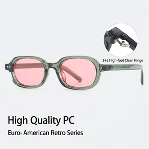 Vintage Small Oval Frame Sunglasses UV400 Fashion PC Frame Sun Glasses For Men Women High End Style Travel Eyewear