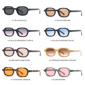 Retro small oval sunglasses collection in 8 colors featuring high-end UV protection lenses