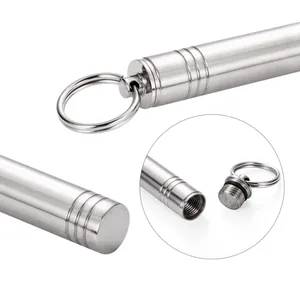 Portable titanium steel toothpick holder with waterproof seal and keychain loop