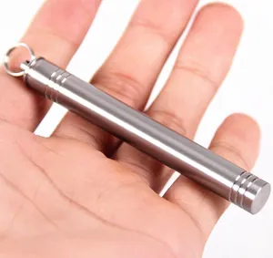 Portable mini titanium steel toothpick holder with keychain ring for outdoor camping use