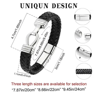 Detailed view of the braided leather urn bracelet with dimensions and size options