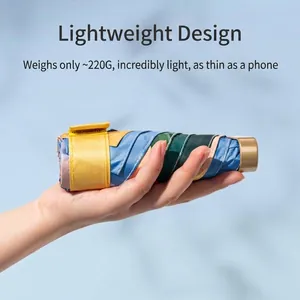 Paraguas plegable multicolor ligero y portátil para sol y lluvia de solo 220g