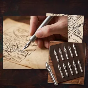 Professional comic drawing dip pen set with various metal nibs for artistic sketching