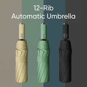 Automatic Folding Umbrella Large Sun Rain Parasol UV Protection Windproof Pongee Cloth Steel Frame For Men Women Casual