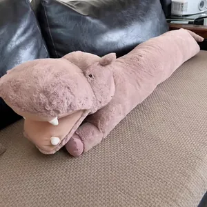 Long oreiller en peluche hippopotame pour dormir sur le côté, coussin de chambre