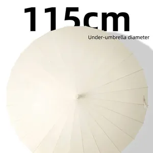 Large 24-rib cream straight umbrella with 115cm coverage diameter