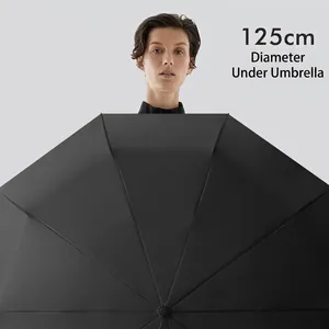 Extra large 125cm black automatic windproof umbrella for superior rain and sun protection