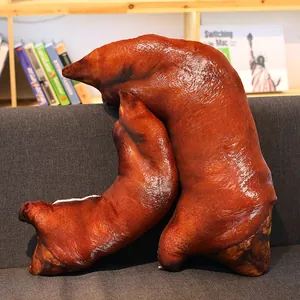 Funny and realistic braised pig trotter plush pillow for unique home decoration and gifts
