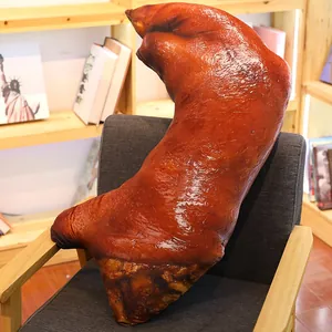 Large funny realistic 3D printed roasted pig trotter plush pillow cushion for gift