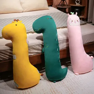 Coussins de corps longs en peluche animale mignonne en motifs de dinosaure et girafe