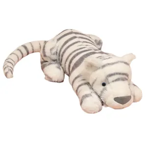 Peluche de tigre blanco suave y tierno en posición tumbada para dormir y almohada decorativa