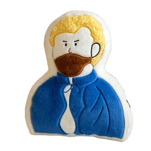 Cojín de peluche de caricatura de Vincent van Gogh para decoración creativa de sofás y regalo