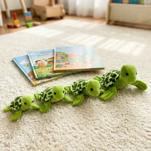 Lot de quatre peluches de tortues de mer vertes réalistes de différentes tailles