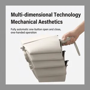 Full automatic folding umbrella with geometric mechanical aesthetic design and UV protection