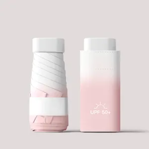 Sombrilla Mini Degradada Protección UV UPF 50 Plus Portátil 6 Plegable Paraguas de Bolsillo para Lluvia Sol Viaje Mujer