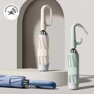 Minimalist automatic folding umbrellas with unique ring handle in three stylish colors