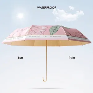 Floral folding umbrella with UPF50+ sun protection for both sunny and rainy days