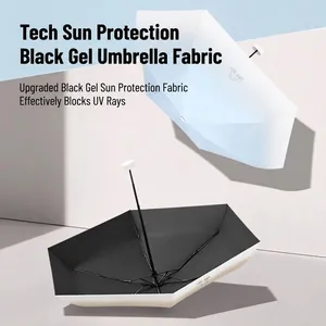 Portable light blue gradient folding sun umbrella with UPF 50+ UV protection coating