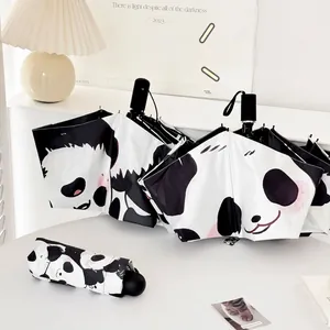 Ombrello automatico panda pieghevole con protezione UV, per il sole e la pioggia