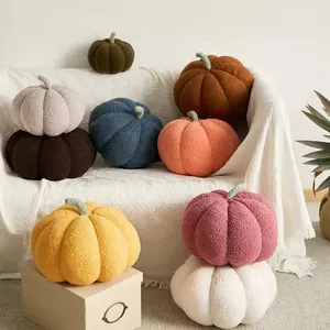 Assorted colors soft pumpkin shaped plush decorative throw pillows for sofa and home decor