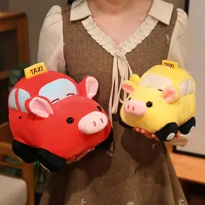 Creative pig car plush toy taxi shaped stuffed animal for kids birthday gift set