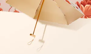 Detailansicht eines kompakten sechsfachen flachen Mini-Sonnenschirms mit UV-Schutz