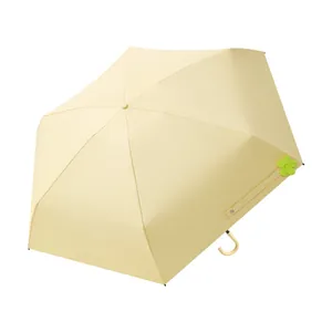 Compact mini 5-fold sun and rain umbrella with UV protection and cute flower charm