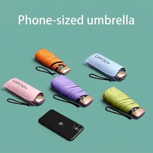 Compact mini capsule umbrella with UPF50+ sun protection available in five vibrant colors.