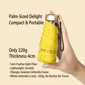Ultra-light yellow capsule mini sun umbrella with UPF 50+ protection