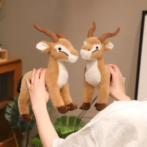 Realistic Tibetan Antelope plush toy, soft standing stuffed animal figurine for home decor.