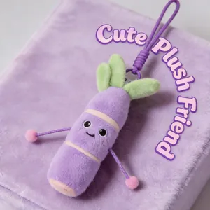 Colgante de Peluche de Caña de Azúcar Púrpura Creativa Simulación de Verduras Llavero Cara Bordada Linda Muñeca de Peluche Regalo