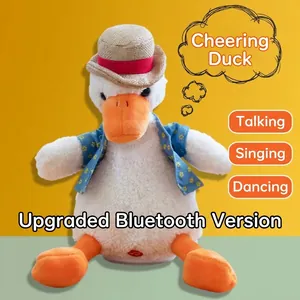 Interactive electric repeating plush duck toy with dancing and singing functions