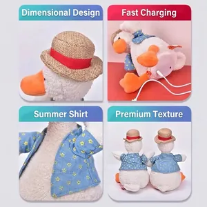 Electric talking plush duck with beach outfit, featuring 3D design and fast charging