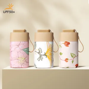 Compact 14cm 6-fold mini pocket sun umbrella with UPF50+ floral patterns for travel